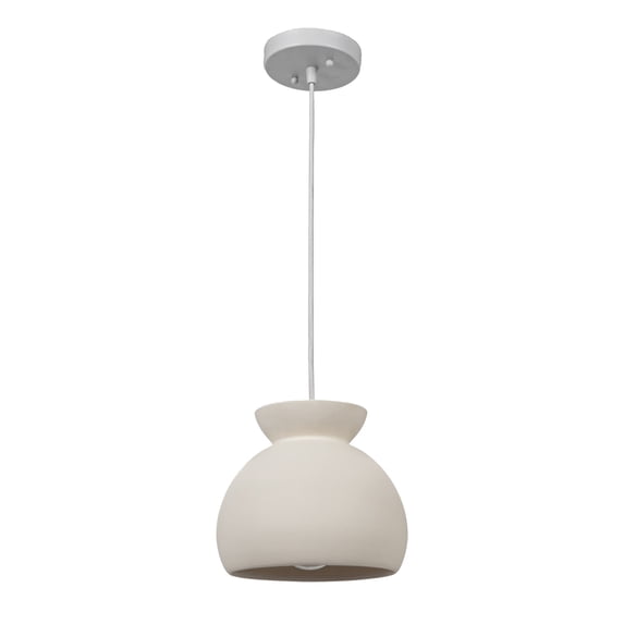 Robert Stevenson Lighting Sienna - Boho Ceramic Ceiling Light with White Fabric Cord, Matte White