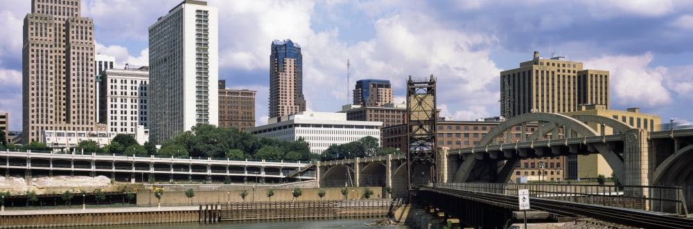 Robert Street Bridge across the Mississippi River with buildings in the background St Paul Minnesota USA Canvas Art - Panoramic Images (12 x 36)