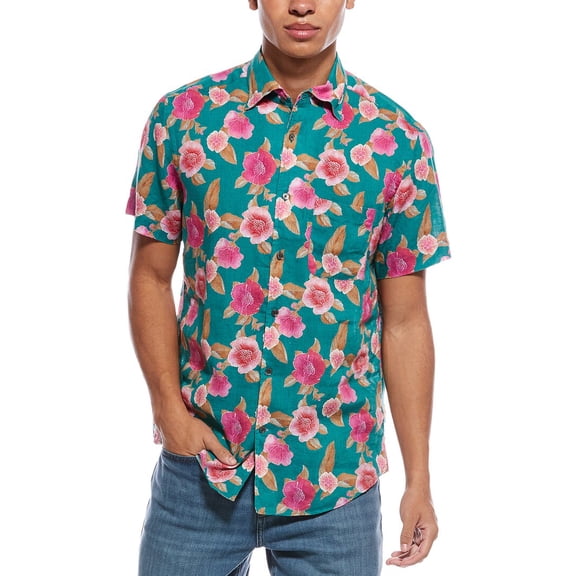 Robert Talbott mens  Morgan Linen Shirt, 3XL, Green