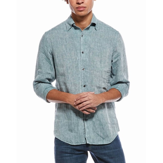 Robert Talbott mens Morgan Linen Shirt, s, Green