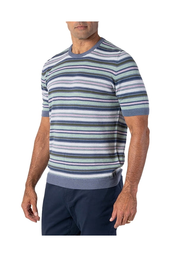 mens Pratt Multi Stripe Crewneck Sweater, XXL, Green Multi