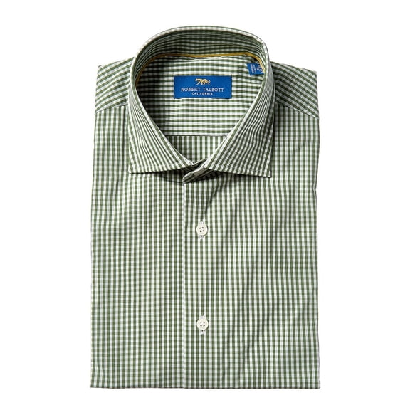 Robert Talbott mens  Reynolds Gingham Dress Shirt, 14.5-S, Green