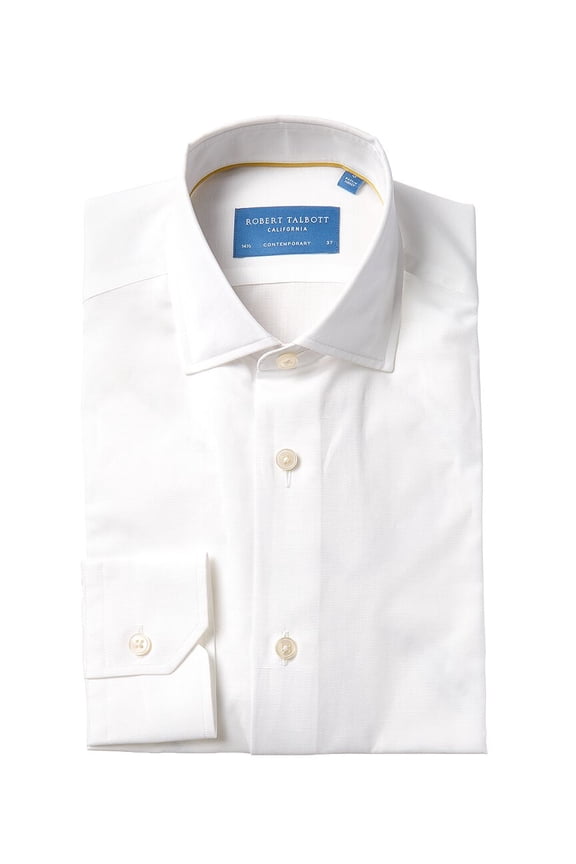 mens Reynolds Linen-Blend Dress Shirt, 14.5-S, White