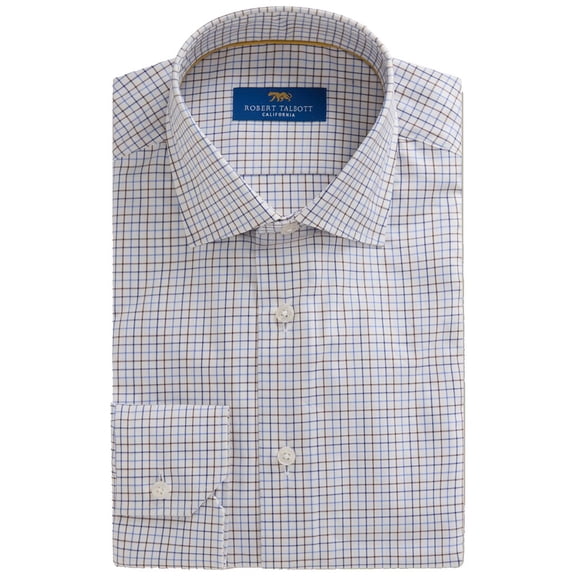 Robert Talbott mens   Reynolds Twill Tattersall Dress Shirt, 19.5-3XL