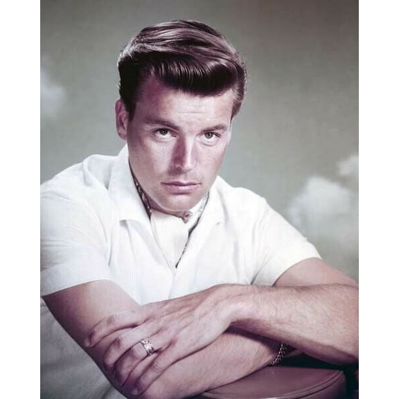 Robert Wagner looks debonair in white shirt & cravatte 8x10 inch photo