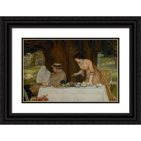 Robert Walker Macbeth 24x17 Black Ornate Framed Double Matted Museum Art Print Titled: Our First Tiff