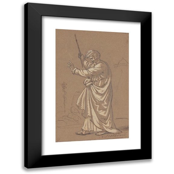 Robert Walter Weir 11x14 Black Modern Framed Museum Art Print Titled - Aaron Converting His Staff into a Serpent (C. 1860s)