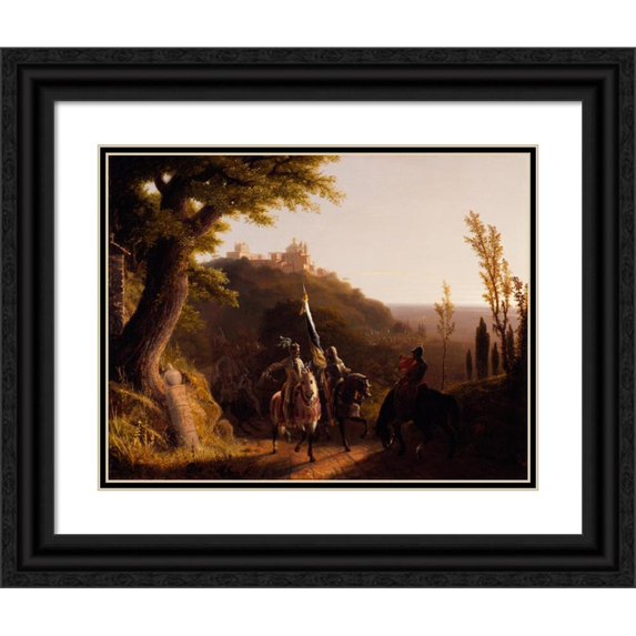 Robert Walter Weir 18x15 Black Ornate Wood Framed Double Matted Museum Art Print Titled - The Duke of Bourbon's Halt at La Riccia, on His March to the Assau Rome, May 3D, 1527 (1834)
