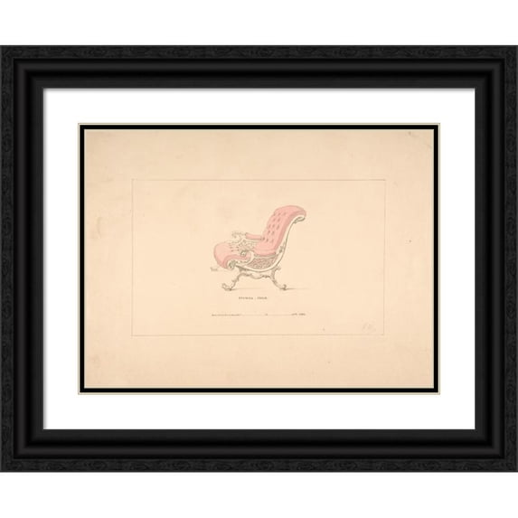 Robert William Hume 14x11 Black Ornate Wood Framed Double Matted Museum Art Print Titled: Design for Spanish Chair (1835-1900)