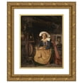 thumbnail image 1 of Robert Wylie 15x18 Gold Ornate Wood Frame and Double Matted Museum Art Print Titled - The Breton File (The Spinner) (1871), 1 of 4