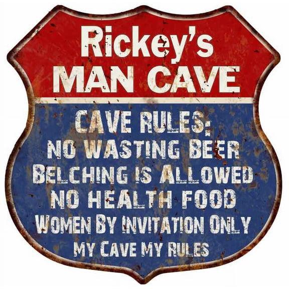 Robert's Man Cave Rules Sign Shield Metal Gift 211110023342