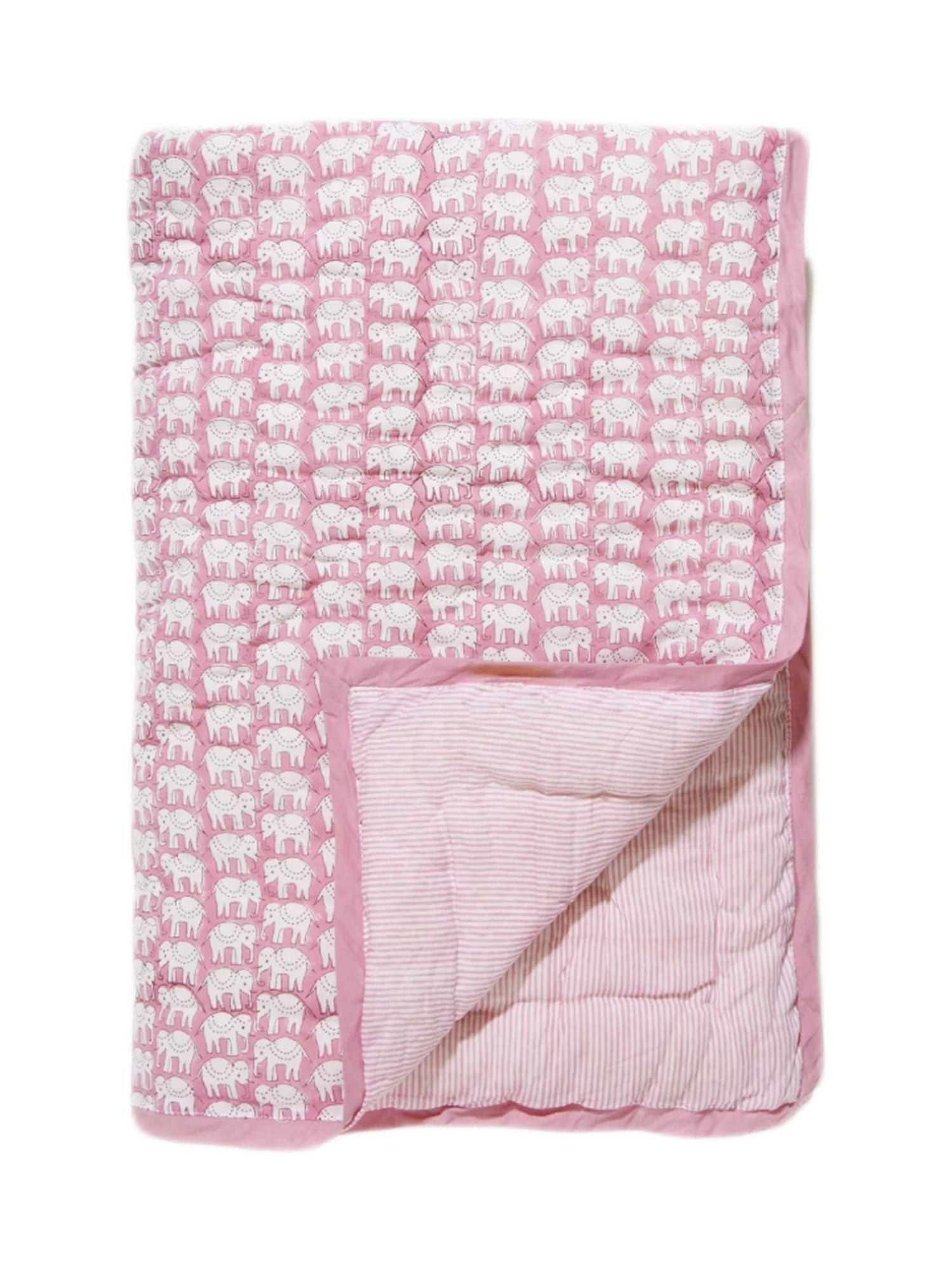 Roberta Roller Rabbit Cotton Hathi Baby Quilt Pink Large