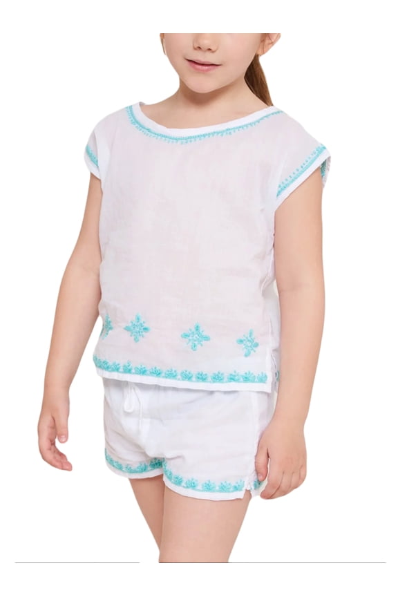 Roberta Roller Rabbit Little Girls Ellie Set 2 Years White & Aqua
