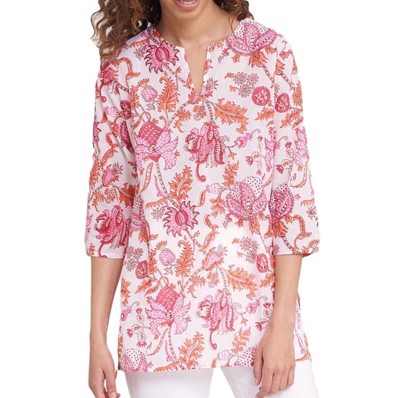 Roberta Roller Rabbit Women's Amanda Kurta Large Orange