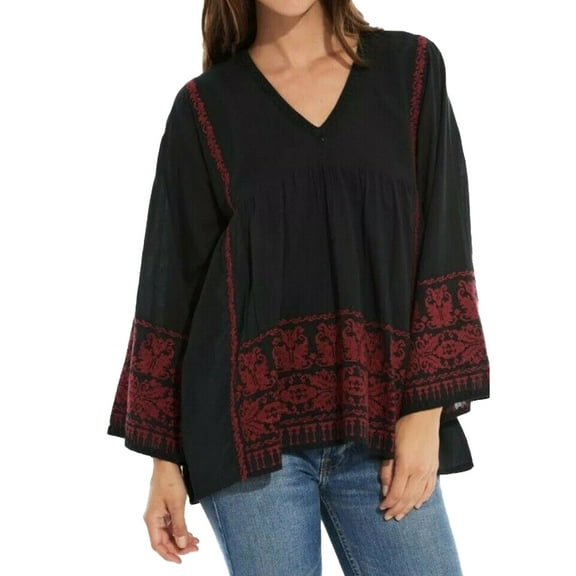 Roberta Roller Rabbit Women's Betania Embroidered Top X-Small Black