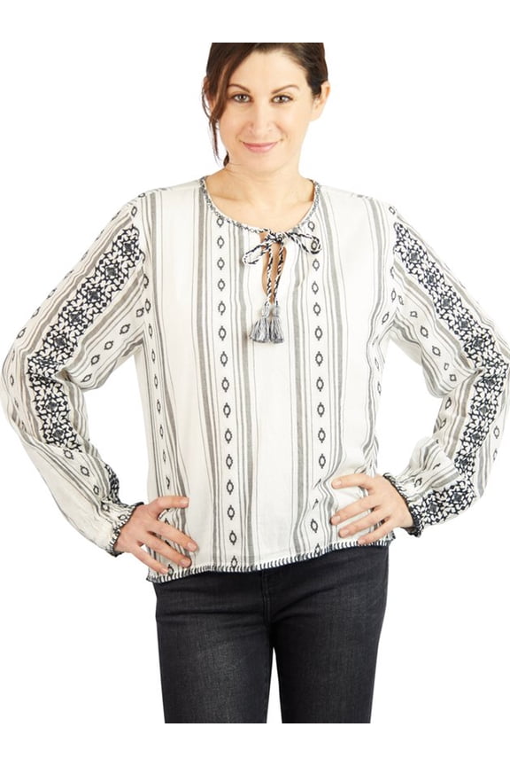 Roberta Roller Rabbit Women's Jacquard Gasha Top Large Black