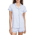 thumbnail image 1 of Roberta Roller Rabbit Women's Jersey Hearts Polo Pajamas Large Blue, 1 of 3