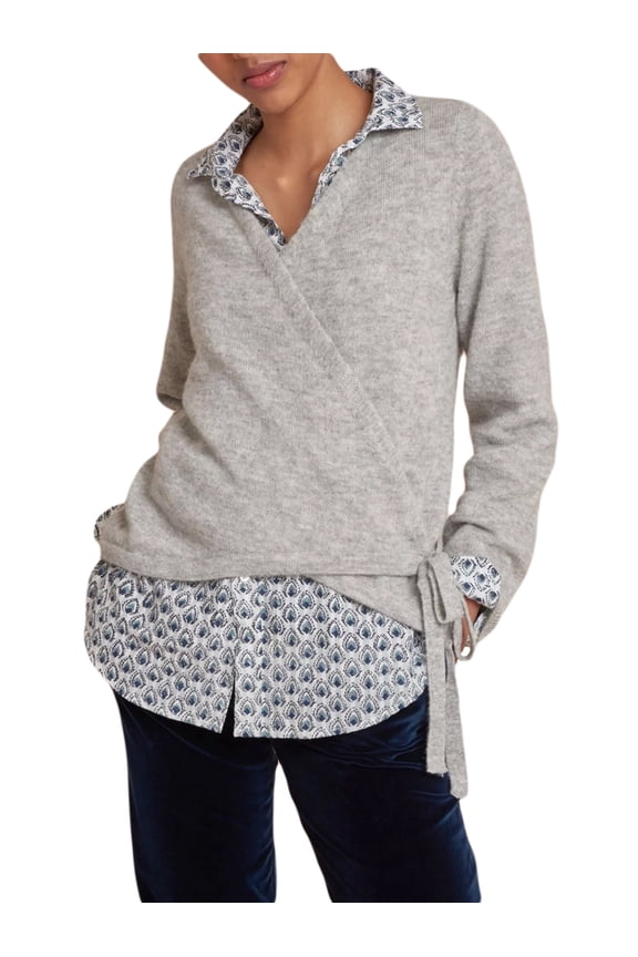 Roberta Roller Rabbit Women's Kim Cross Over Sweater Ice Grey X-Large