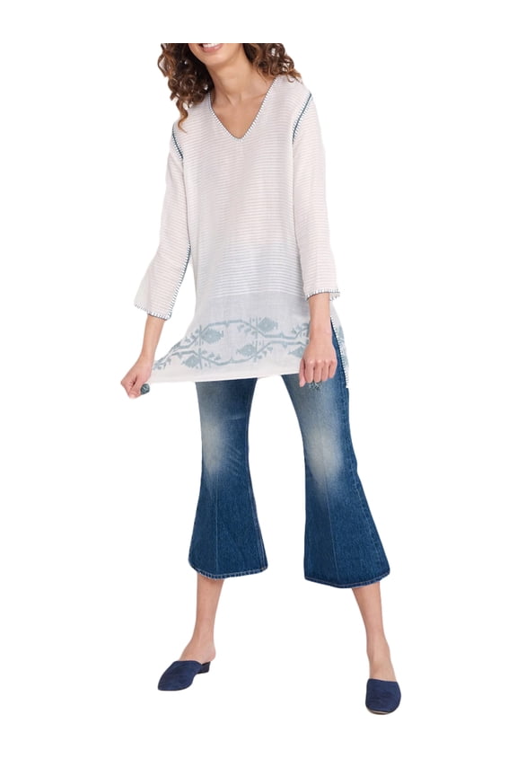 Roberta Roller Rabbit Women's Maki Kurta Small White/Sky