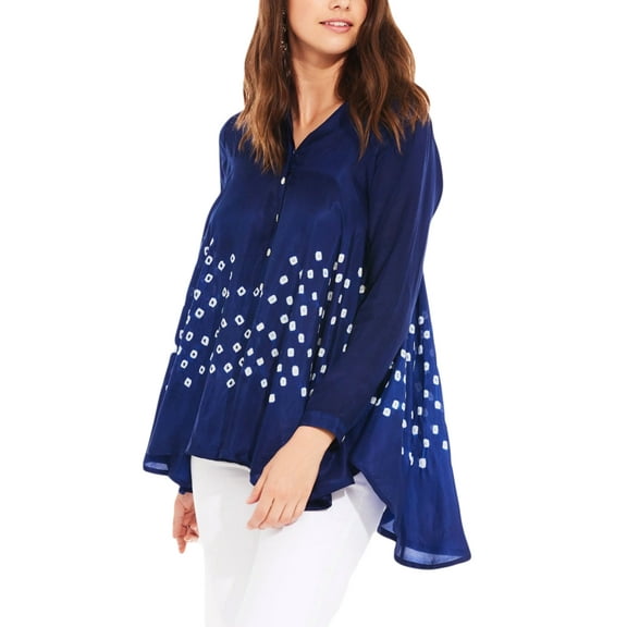 Roberta Roller Rabbit Women's Sol Top Zip Zag Shibori Dots X-Small Navy