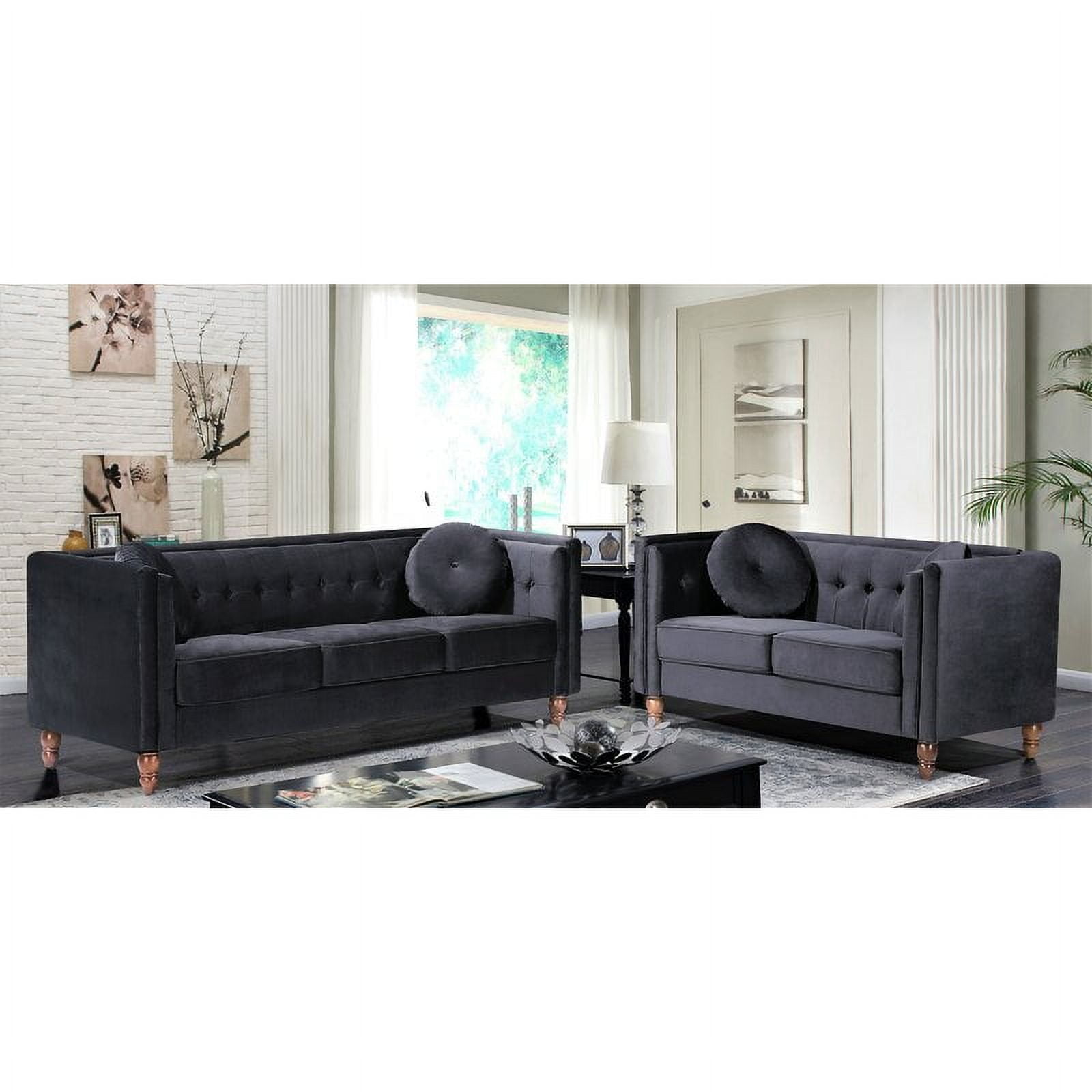 Roberta Velvet 2 Piece Set Sofa Loveseat Walmart