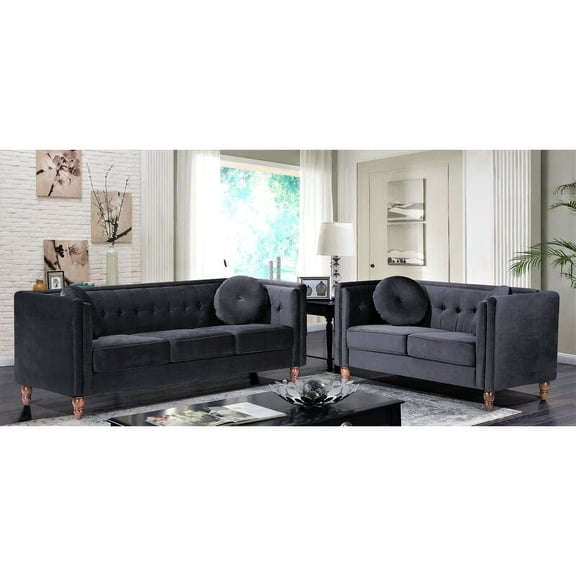 Roberta Velvet 2 Piece Set-Sofa&Loveseat