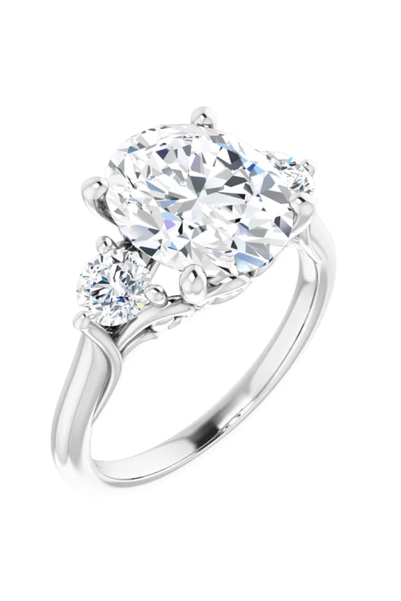 Robertina Three Stone Moissanite Engagement Oval Round Accent