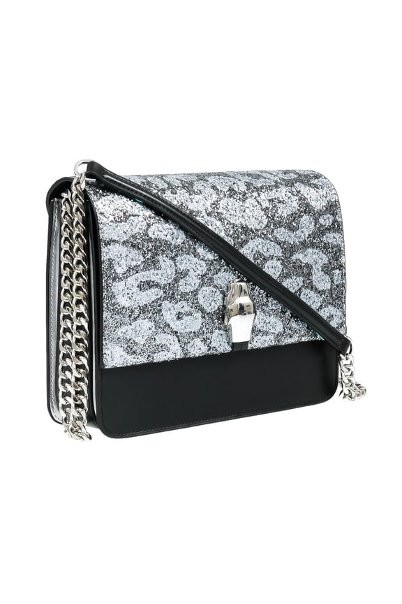 Roberto Cavalli Class GWLPCF B13 Milano Rmx 00 Black/ Silver Large Shoulder Bag