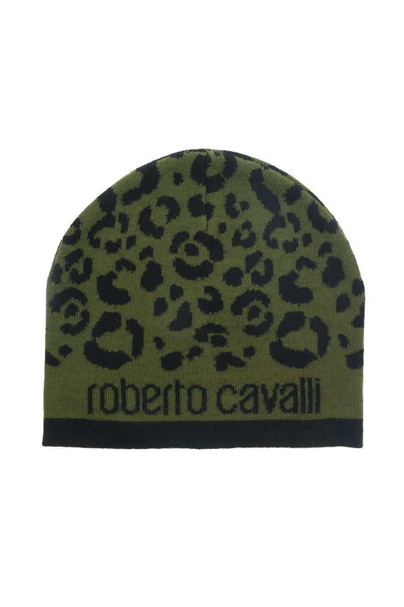 ESZ031 04000 Black/Military Green Leopard Beanie Hat
