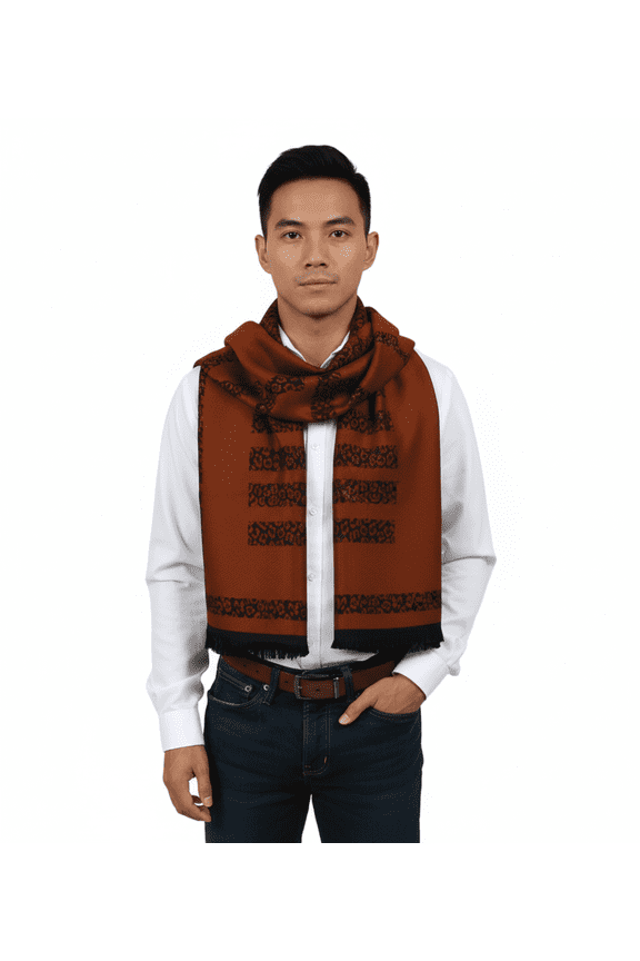 ESZ058 01500 Orange Wool Blend Signature Mens Scarf for mens