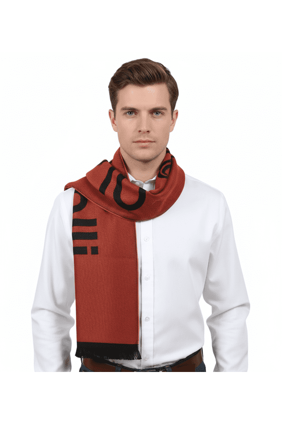 ESZ061 01500 Orange Wool Blend Signature Mens Scarf for mens