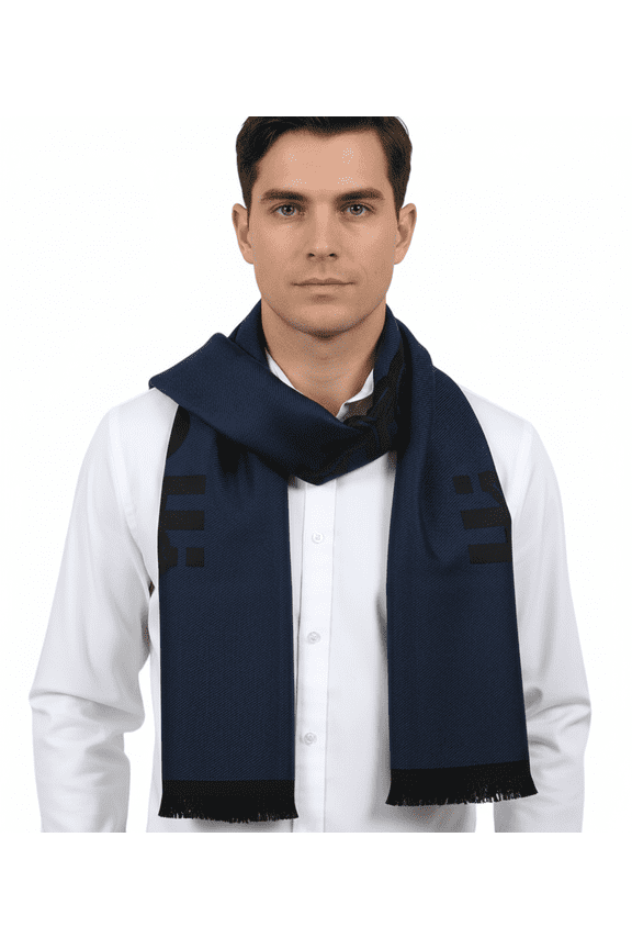ESZ061 04500 Blue Wool Blend Signature Mens Scarf for mens