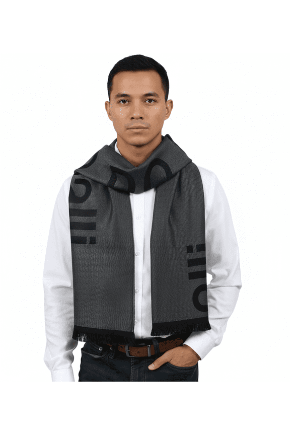 ESZ061 05001 Grey Wool Blend Signature Mens Scarf for mens