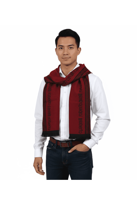 ESZ062 02000 Red Wool Blend Signature Mens Scarf for mens