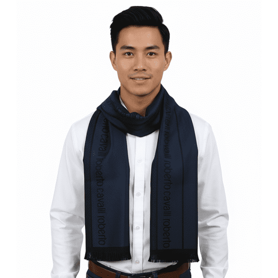 Roberto Cavalli ESZ062 04517 Royal Wool Blend Signature Mens Scarf for mens