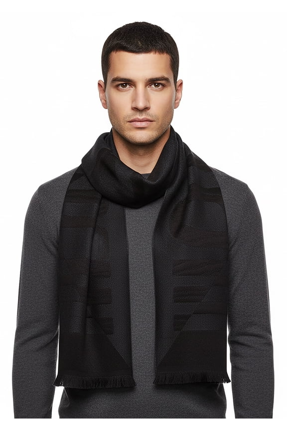 ESZ063 04500 Blue Wool Blend Signature Mens Scarf for mens