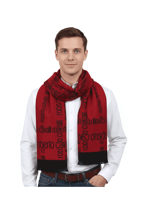 ESZ065 01510 Red Wool Blend Signature Mens Scarf for mens