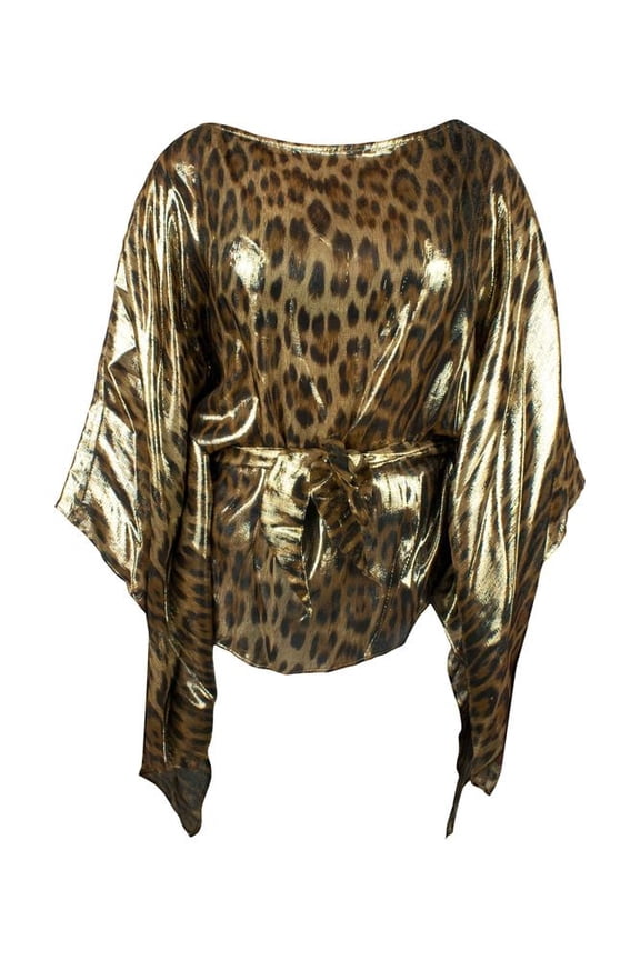 Gold Silk Kaftan With Leopard Print (Women's)