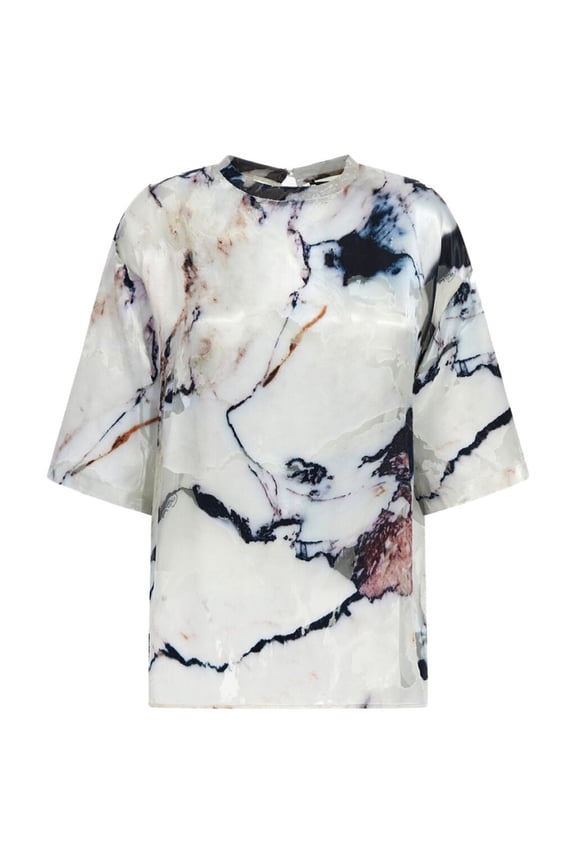 Marble Pattern T-Shirt With Wide Sleeves (Women's)