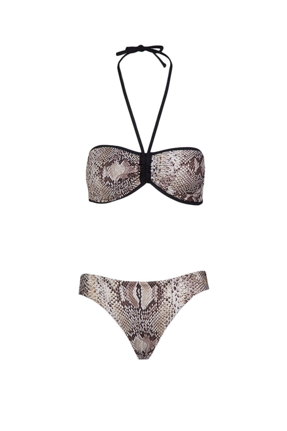 Phyton Printed Two Piece V-Neck Bikini Set- L for womens