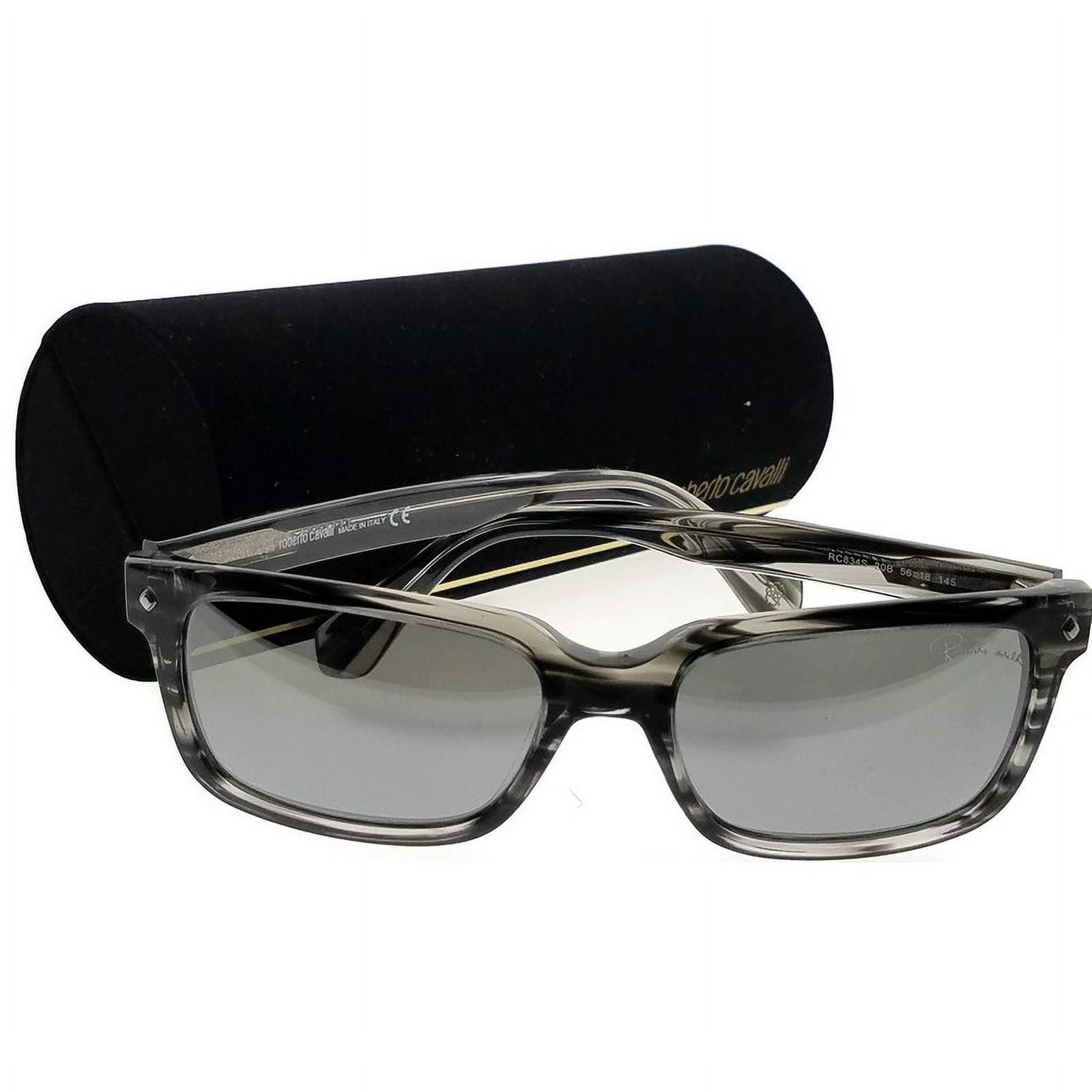 Roberto Cavalli RC834S 20B 56 Rectangle Men s Black Frame Grey Lens Sunglasses