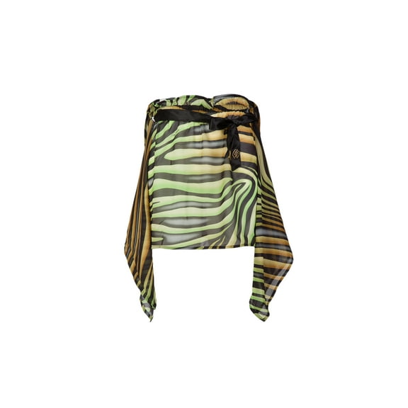 Roberto Cavalli  Tiger Printed Chiffon Cover Up Skirt- M for Womens