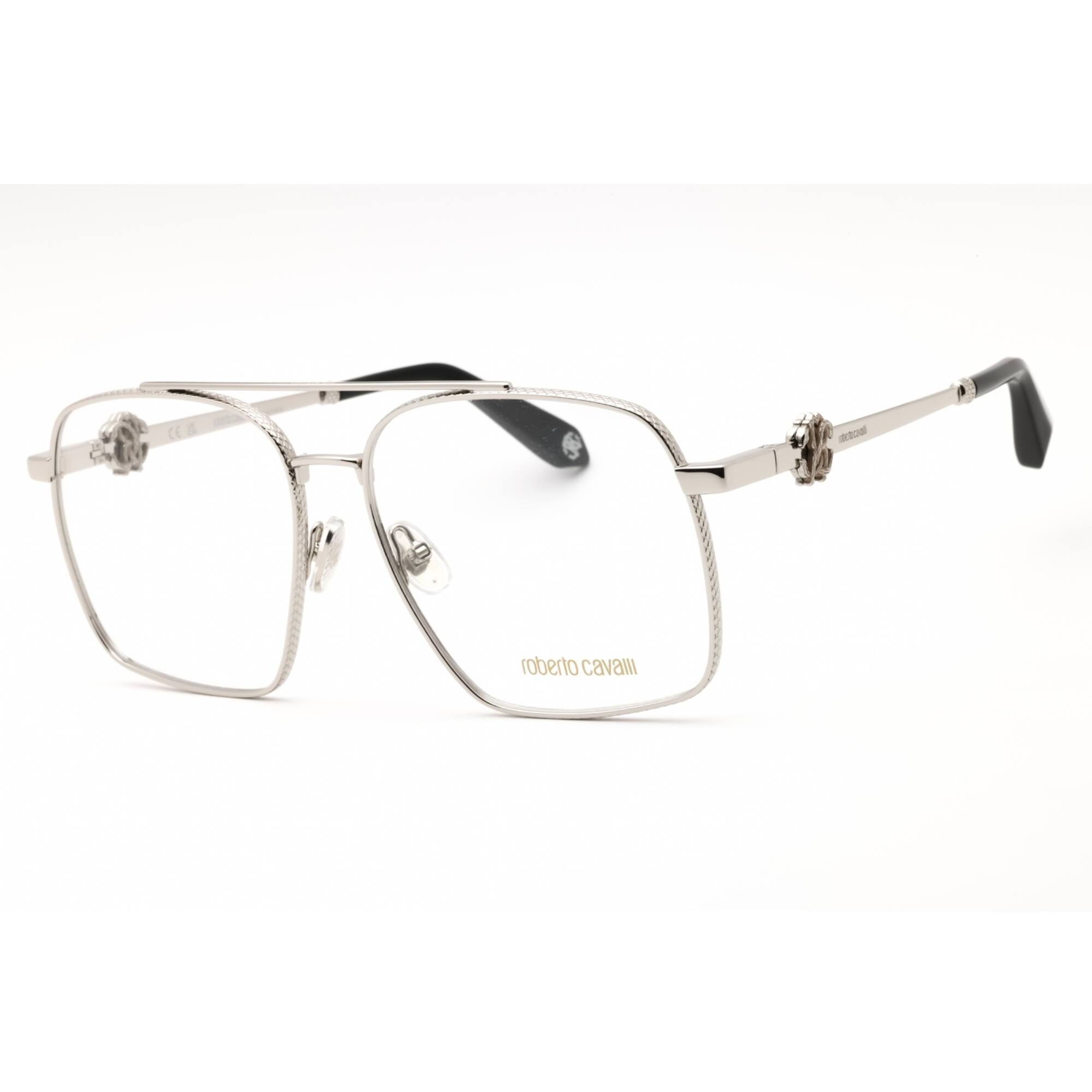 Roberto Cavalli Cat Eye Metal Frame Glasses in Silver & Cream Ernest Hemingway 4866 Unisex Cateye Eyeglasses Clear Crystal  main image 2