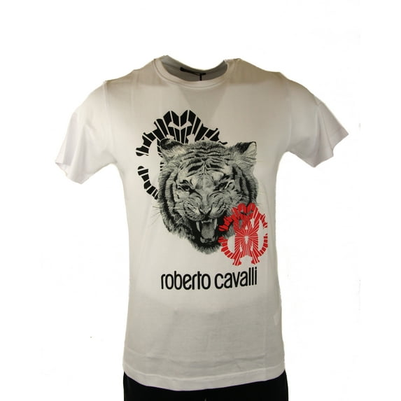 Roberto Cavalli White Tiger Logo T-Shirt