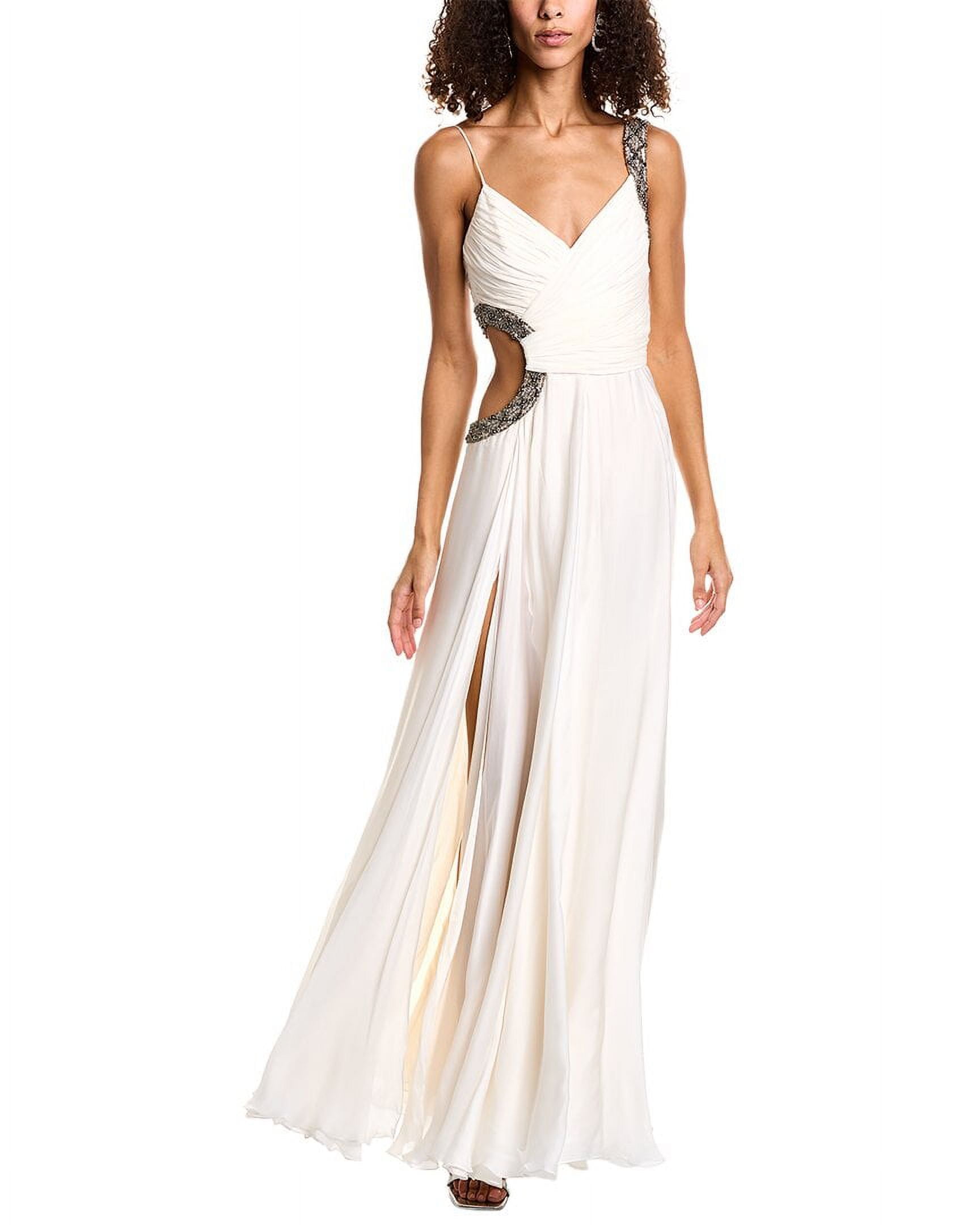 Roberto Cavalli womens Embellished Silk Gown, 42, White Roberto Cavalli womens Embellished Silk Gown, 42, White