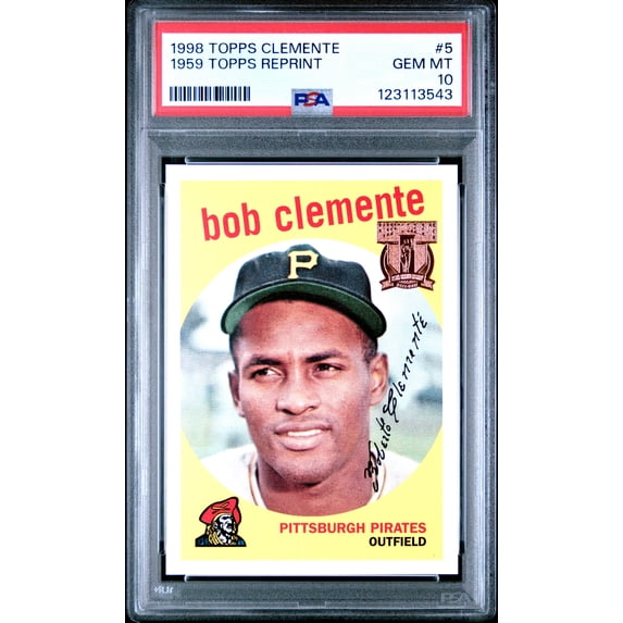 Roberto Clemente 1998 Topps 1959 Baseball Card #5 Graded PSA 10 Cert #123113543