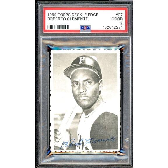Roberto Clemente Card 1969 Topps Deckle Edge #27 PSA 2