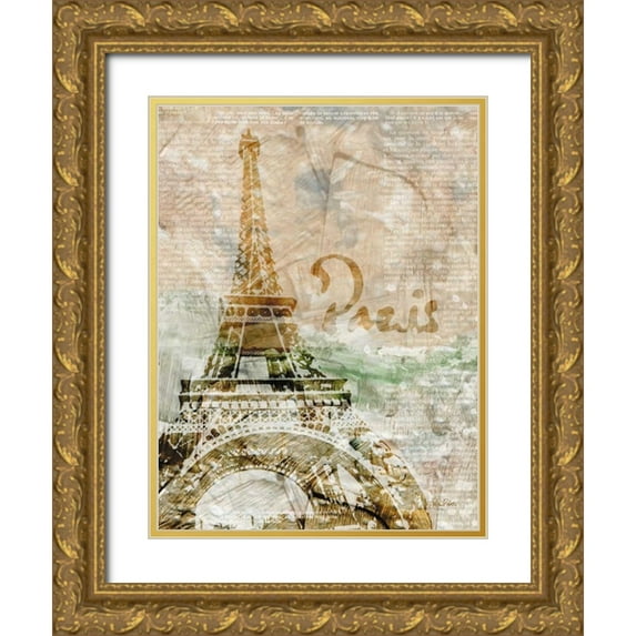 Roberto, LuAnn 12x14 Gold Ornate Wood Framed with Double Matting Museum Art Print Titled - Sepia Paris