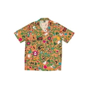 ROBERTO LUGO All Gender Floral Skulls and Trucks Printed Rayon Button Down Shirt, Men's Sizes S-3XL