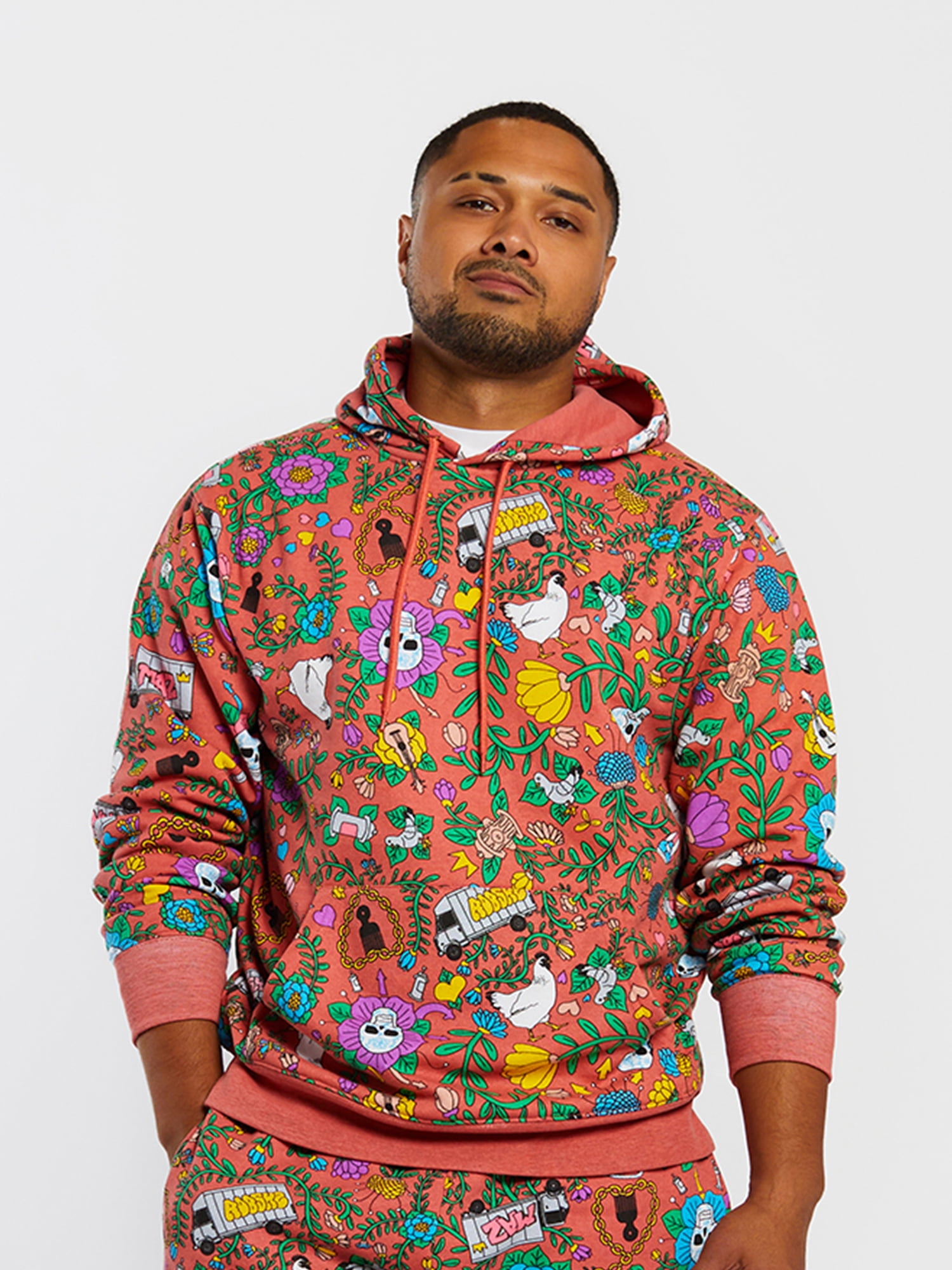 Roberto Lugo All Gender Floral Skulls and Trucks Printed